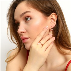 Комплект ювелирной бижутерии коллекция "Дубай" серьги и кольцо разъемное, покрытие: позолота, вставка: фианиты, цвет: прозрачный, арт.213.379