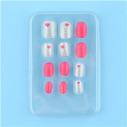 Детские накладные ногти «Сердечки», 12 шт.