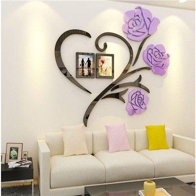 Наклейка интерьерная с фоторамками TAKE IT EASY «Розы», декор настенный, панно 50×50 см, рамка 11×8 см