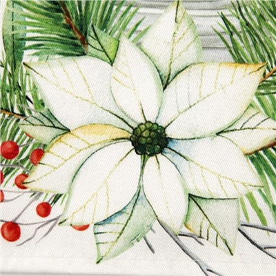 Полотенце «Этель» Christmas red flowers 40×73 см, 100% хл, саржа 190 г/м²