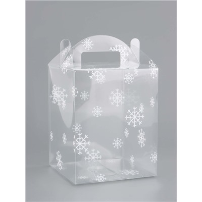 Коробка подарочная новогодняя складная ПВХ «Праздничное настроение» 12×12×15 см