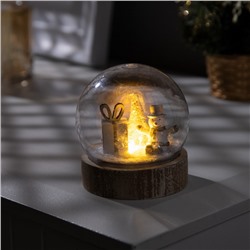 Светодиодная фигура «Шар со снеговиком» 8×8.5×8 см, дерево, пластик, батарейки AG13×3 (в комплекте), свечение тёплое белое