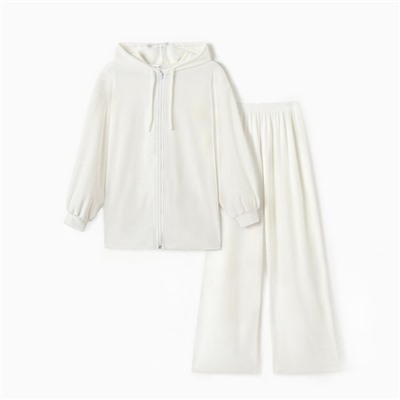 Костюм женский (толстовка, брюки) KAFTAN Plushy, размер 48-50, белый