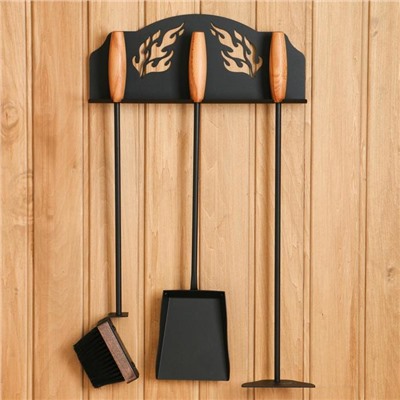 Каминный набор «КН 0-2», настенный, 3 предмета: щётка, совок, кочерга