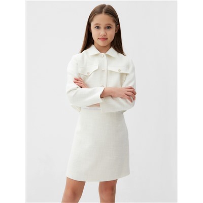 Комплект для девочки (жакет и юбка) MINAKU: PartyDress, белый, рост 128 см