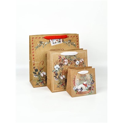 Набор пакетов подарочных новогодних «Верь в чудеса», 3 шт., 14×14×9 см, 22×22×11 см, 30×30×12 см