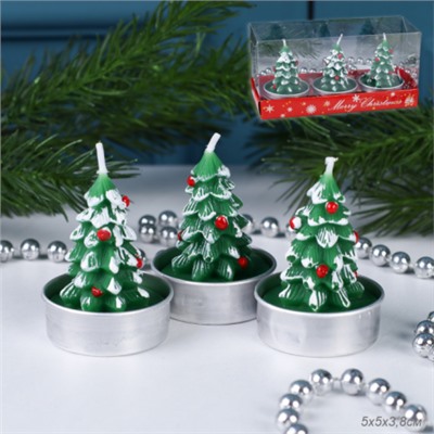 Свеча 3 штуки набор Елочка / NN-3E /уп 120/Новогодняя