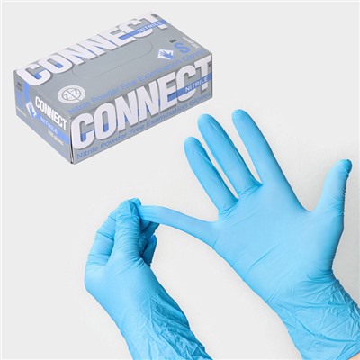 Перчатки нитриловые Nitrile, смотровые, нестерильные, размер S, 200 шт/уп (100 пар), голубые