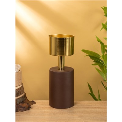 Подсвечник на 1 свечу «Кубок», 10×10×28.5 см, шоколад с золотом