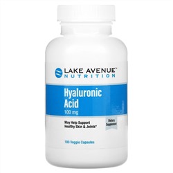 Lake Avenue Nutrition, гиалуроновая кислота, 100 мг, 180 растительных капсул
