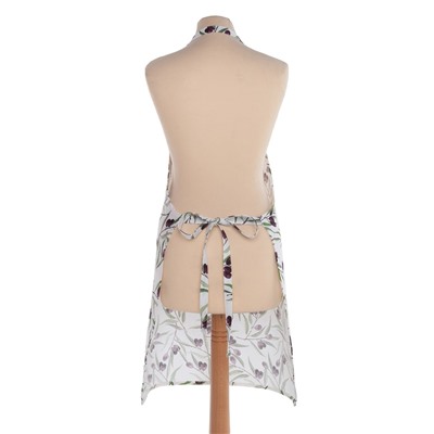 Фартук кухонный «Доляна» Olives, 60×70 см, 100% хлопок, рогожка 164 г/м², белый