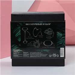 Подарочный набор For you, 14×14 см, резинки для волос, массажер гуаша, скребок, повязка, спонж для умывания