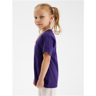 Футболка для девочки однотонная ATA kids, фиолетовая, рост 110 см