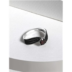 Серьги из серебра с гранатом и чёрной шпинелью родированные 925 пробы 2-533рч40416