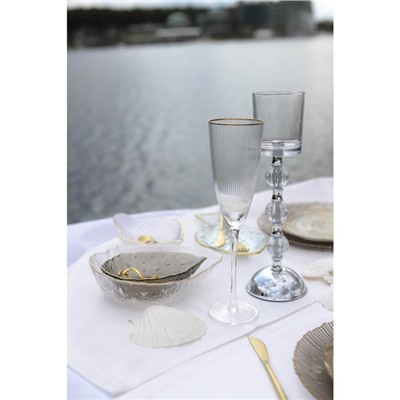 Бокал для шампанского «Орион», 300 мл, 7×27.5 см, стекло, с золотой отводкой, прозрачный