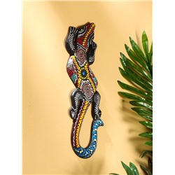 Панно «Геккон цветная абстракция», 30 см, дерево, МИКС