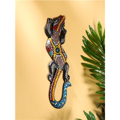 Панно «Геккон цветная абстракция», 30 см, дерево, МИКС