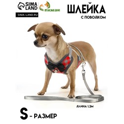 Комплект амуниции с мягкой шлейкой, S, поводок 120×1 см, ОШ 20-40 см, ОГ 30-44 см, красный