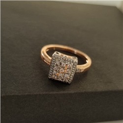 Комплект ювелирной бижутерии Дубайское золото, серьги и кольцо  20 р, двойное покрытие позолота и посеребрение, вставка: фианиты, цвет: прозрачный, арт. 213.051-20