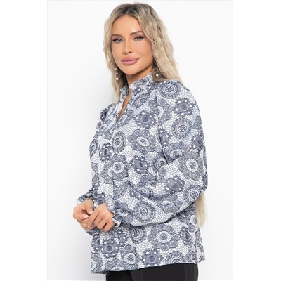 Блуза Доменика (серо-синяя) Б15016-18М