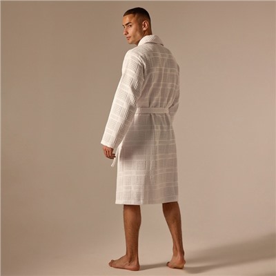 Халат вафельный мужской SL HOME: Chess «Блан де Блан», размер S, хлопок 100%, белый