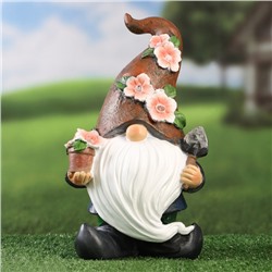 Садовая фигура - фонарь из полистоуна «Гном садовод», 27×16×13 см, Greengo