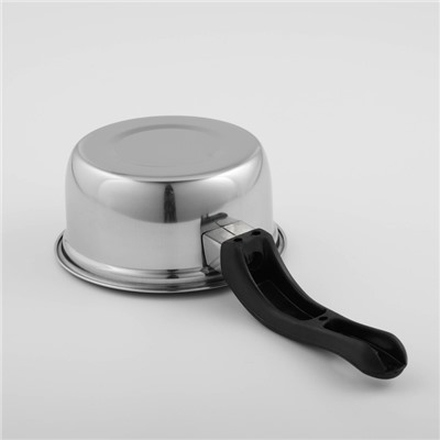 Сотейник из нержавеющей стали Доляна «Индия», 400 мл, d=12 см, пластиковая ручка, цвет серебряный, нержавеющая сталь