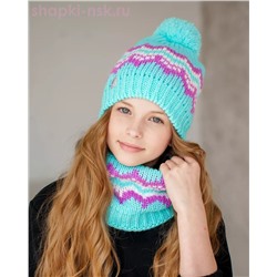 PQ 24 PD 24 Комплект для девочки флис (колпак+снуд) (52-54)