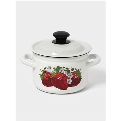 Кастрюля эмалированная, 2 л, d=17 см, с крышкой, цилиндрическая, белая