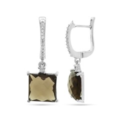 Серьги из серебра раухтопаз, Азия