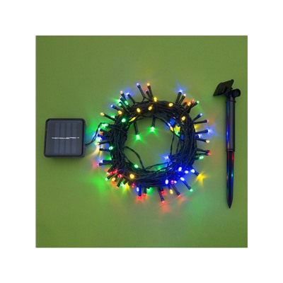 Гирлянда «Нить», 10 м, IP44, 100 LED, 2 режима, солнечная батарея, тёмная нить, свечение мульти