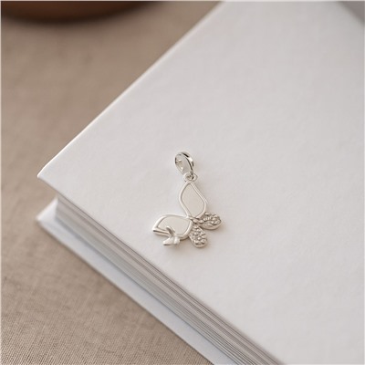 Кулон бабочка, покрытие: посеребрение, вставка: цирконы, арт.007.068