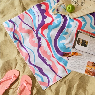 Полотенце пляжное «Этель. Волны» 75×140 см, микрофибра