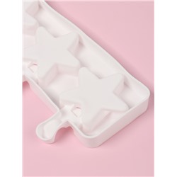 Форма для мороженого Доляна «Звезда», силикон, 28.5×10.5×2 см, 4 ячейки, белая