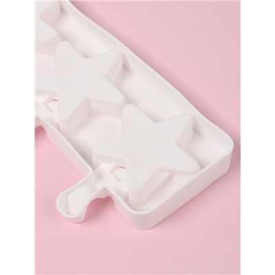 Форма для мороженого Доляна «Звезда», силикон, 28.5×10.5×2 см, 4 ячейки, белая