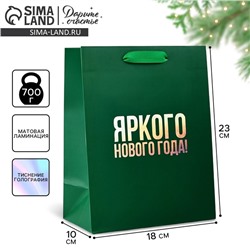 Пакет подарочный новогодний «Яркого Нового года», голография, MS 18×10×23 см