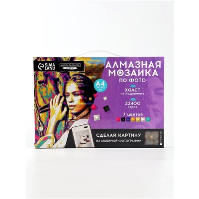 Алмазная мозаика по фото с полным заполнением «Pop Art», на холсте с подрамником, А4