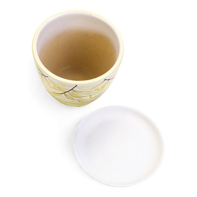 Горшок для цветов «Тропики », 1 л, d=15 см, h=13 см, с поддоном, керамика, белый