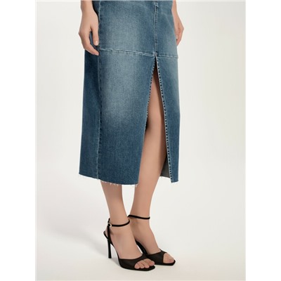CONTE CON-764 Джинсовая юбка-midi из eco-friendly денима с разрезом