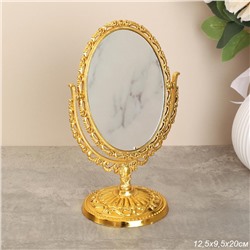 Зеркало настольное ажурное двустороннее 20 см овал / YDW-01 /уп 72/золото