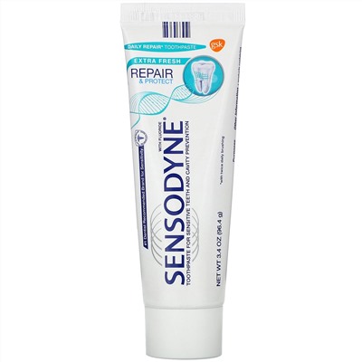 Sensodyne, Фтористая зубная паста «Восстановление и защита», экстра-свежесть, 96,4 г
