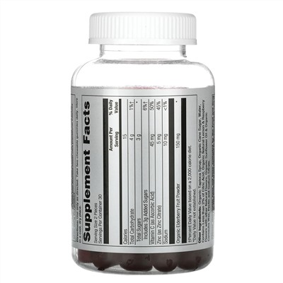 Solaray, Organic Elderberry Gummies With Zinc & Vitamin C, Natural Lemon & Raspberry, 60 Gummies