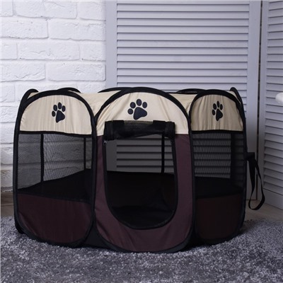 Вольер для животных, тентовый, 8 стенок, 68×45 см, коричневый