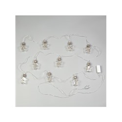 Гирлянда «Нить» 3 м с насадками «Лампочки звёздочки», IP20, прозрачная нить, 80 LED, свечение тёплое белое, 8 режимов, 220 В