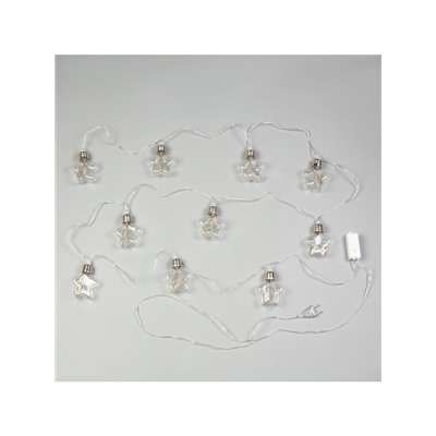 Гирлянда «Нить» 3 м с насадками «Лампочки звёздочки», IP20, прозрачная нить, 80 LED, свечение тёплое белое, 8 режимов, 220 В