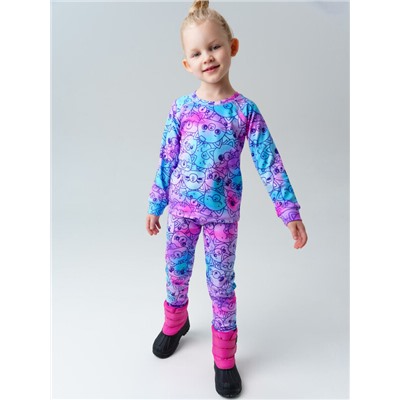 Термокомплект трикот. для девочек: фуфайка (футболка) с длин. рук, брюки