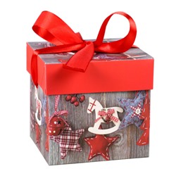 Коробка подарочная 10х10х10 см складная / A10-1 /уп 12/1200/Новый год