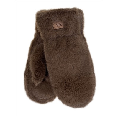 Зимние меховые женские варежки,  цвет  коричневый