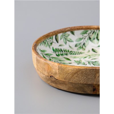 УЦЕНКА Блюдо " Оливковая ветвь" дерево манго 25х25х4,5 см