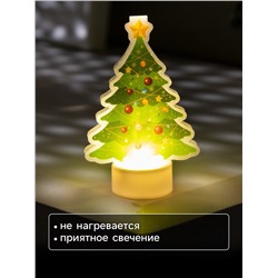 Световая картинка на подставке «Ёлочка», 11 см, 1 LED, от батареек, свечение тёплое белое